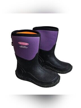 Dryshod Tuffy Kids Waterproof Insulated Rubber Sport Boots Purple Black Size 3